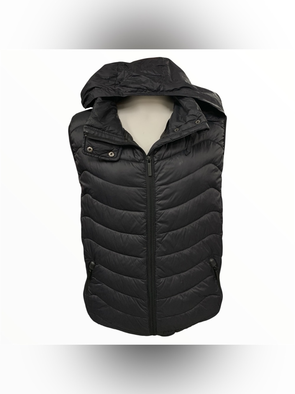 Bernardo Black Quilted Hooded Puffer Vest Size L